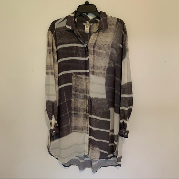 Women’s John Mark Viscose Abstract Tunic Shirt Dress Lagenlook Artsy Size Large - Picture 1 of 10